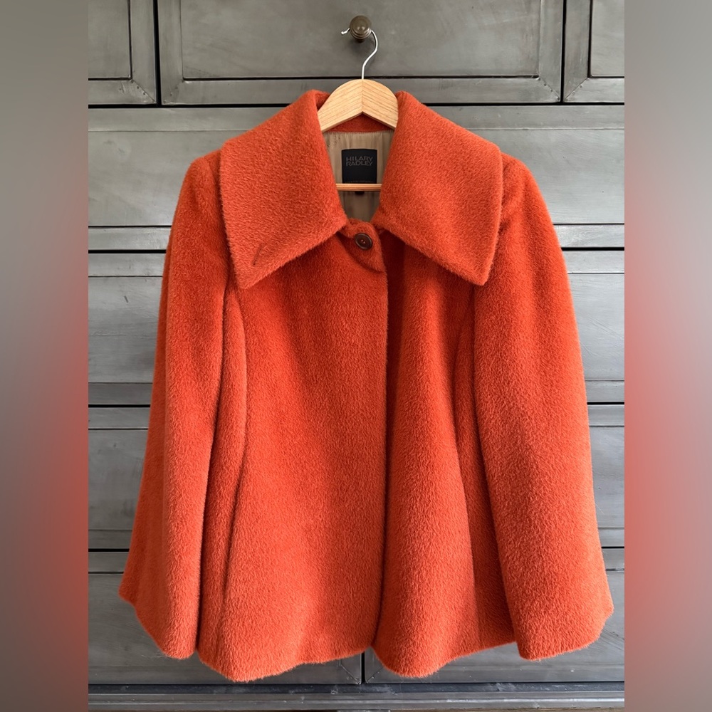 Hilary Radley Suri Alpaca Wool Coat Rust Orange Size 8 Made in Canada